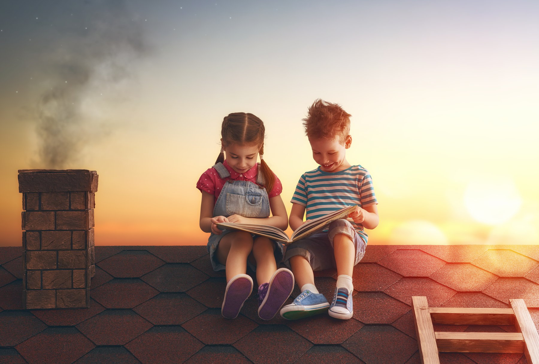 Children Reading a Book